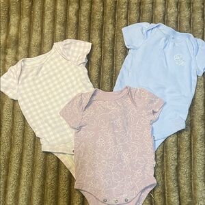 Pastel Baby Bodysuit Set - Pink, Purple, and Blue